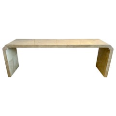 Retro Lacquered Goatskin Altar/ Waterfall Style Console Table
