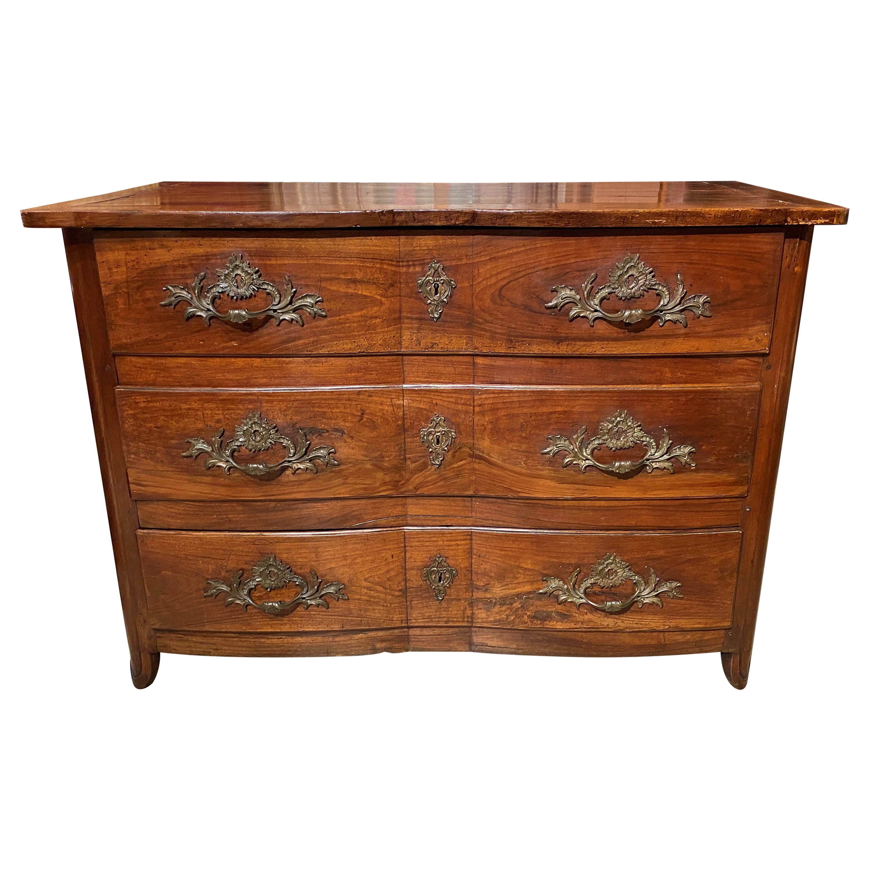 18th Century Provincial Walnut Three Drawer Commode or Chest, French or Canadian For Sale