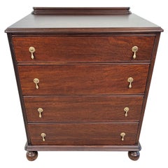 William And Mary Style Antique Mahogany Chest Of Drawers Having Ball Feet