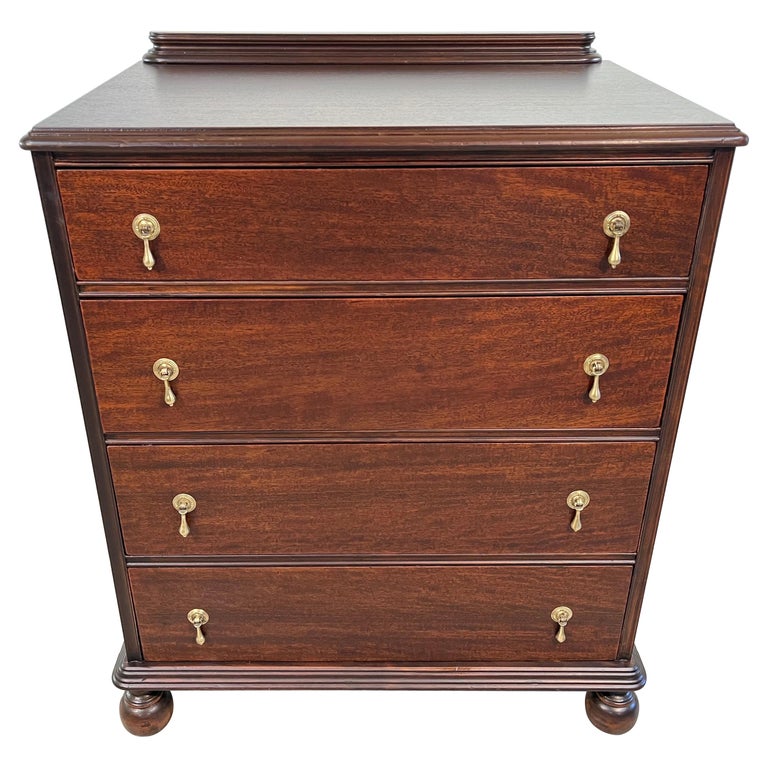 William And Mary Style Vintage Mahogany Chest Of Drawers Having Ball ...
