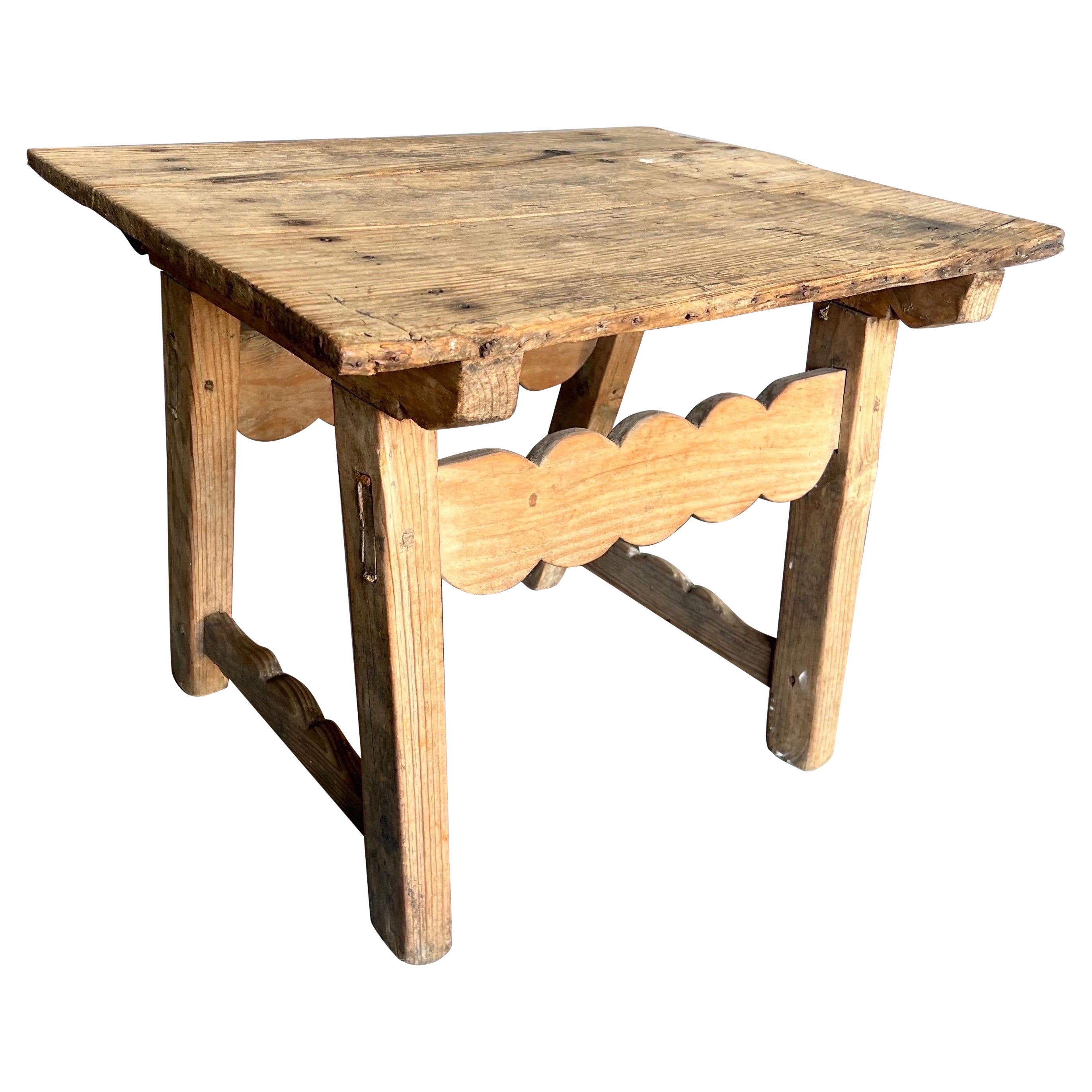 Continental stripped pine side table For Sale