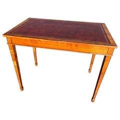 19th Century English Satinwood and Leather Table