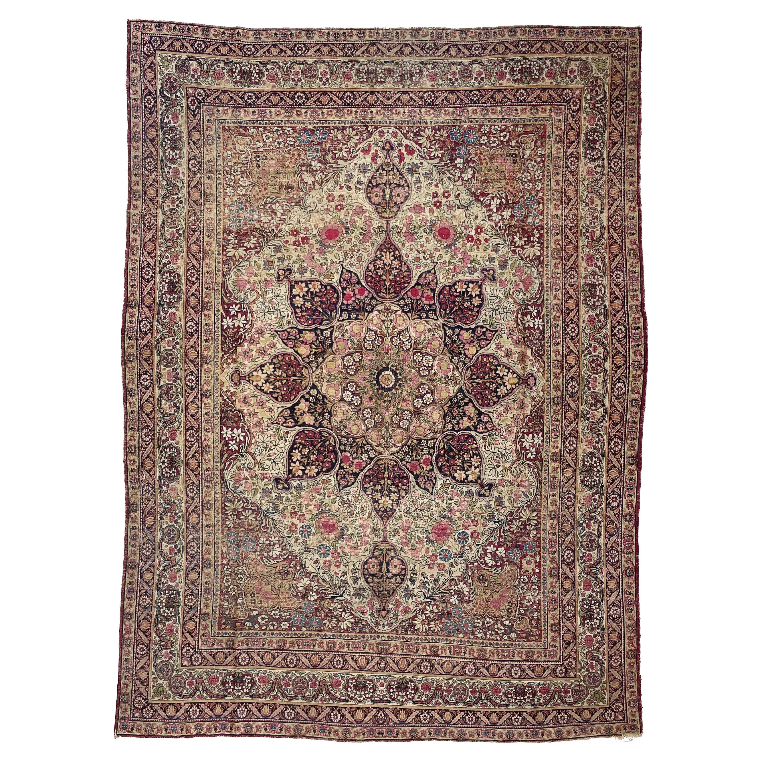 Unbelievable Botanical & Architectural Gem Antique Rug, circa 1890's For Sale