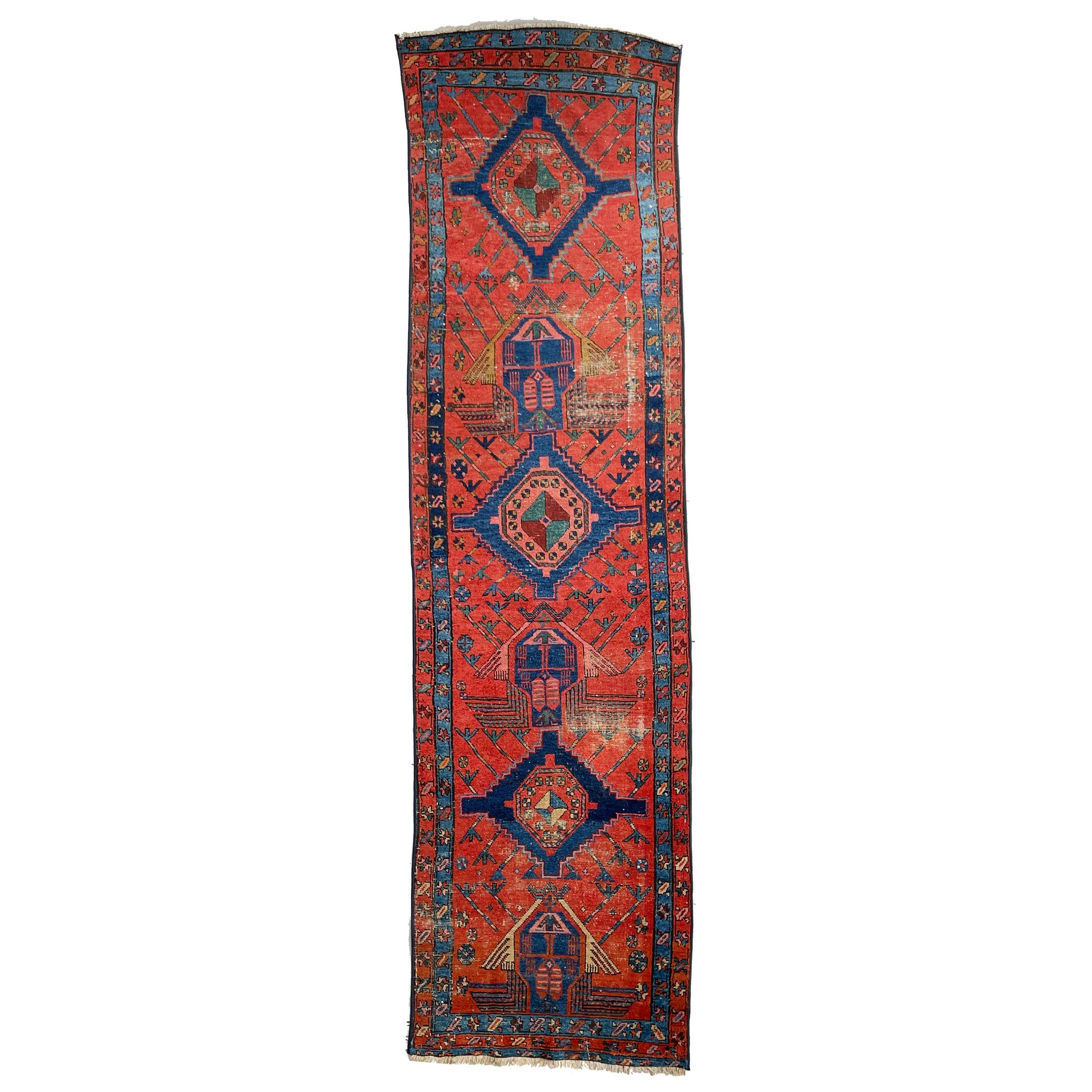 Antique Runner with Incredible Geometric Tribal Design For Sale