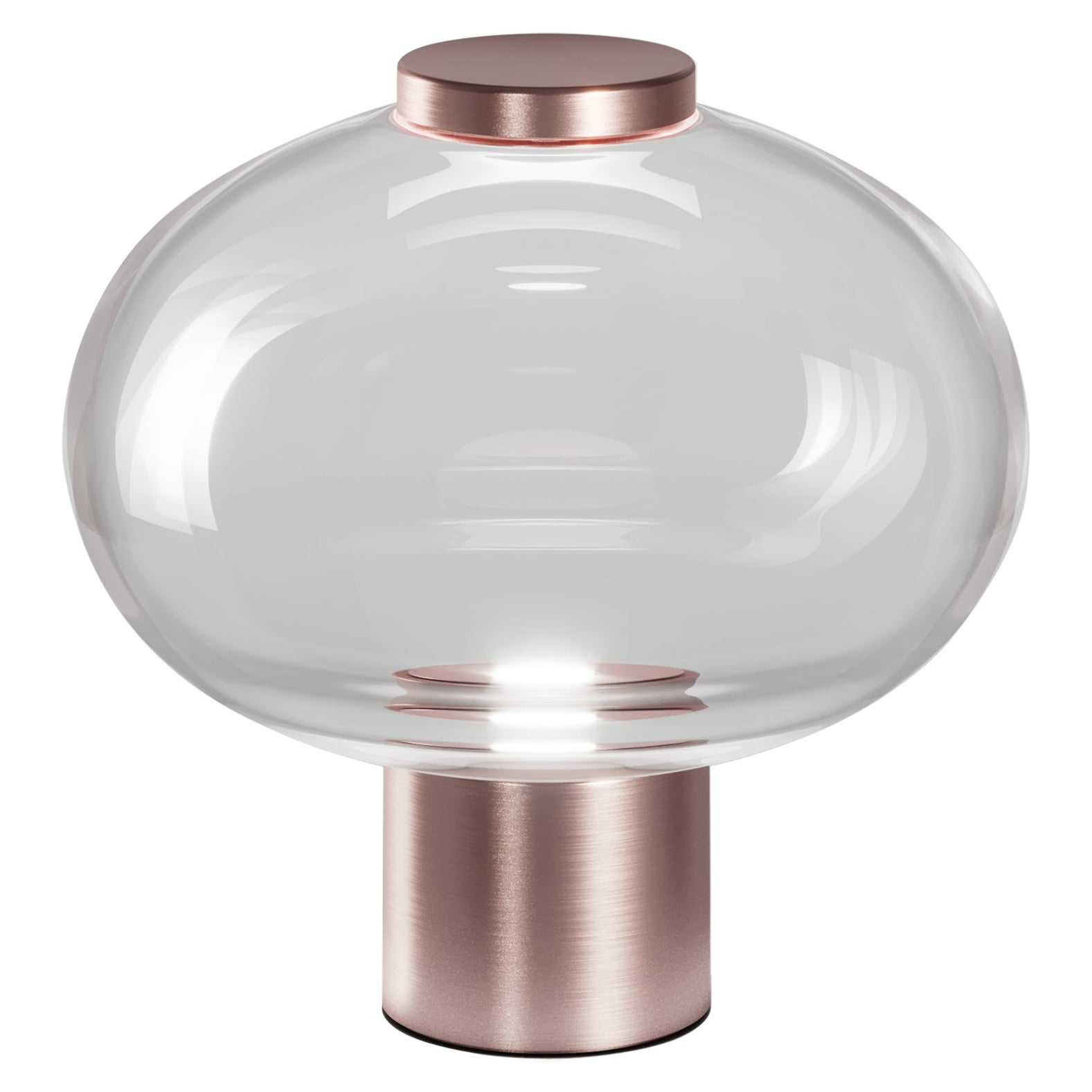 Vistosi Riflesso Tischlampe aus Kristall-Transaprent-Glas und mattem Kupferrahmen