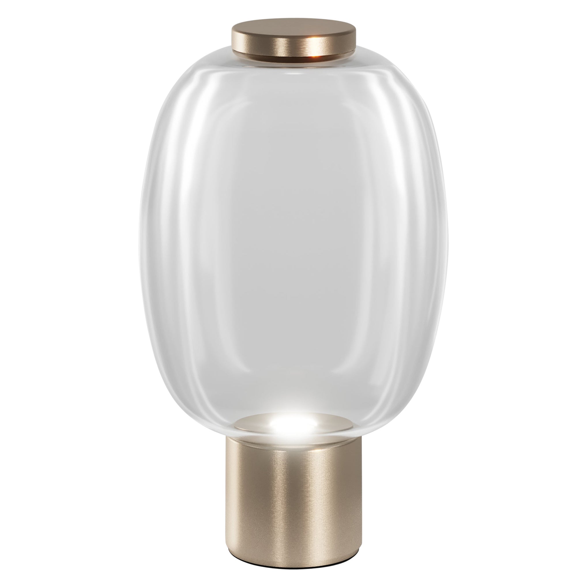 Vistosi Riflesso Tischlampe aus Kristall-Transaprent-Glas und mattem Goldrahmen