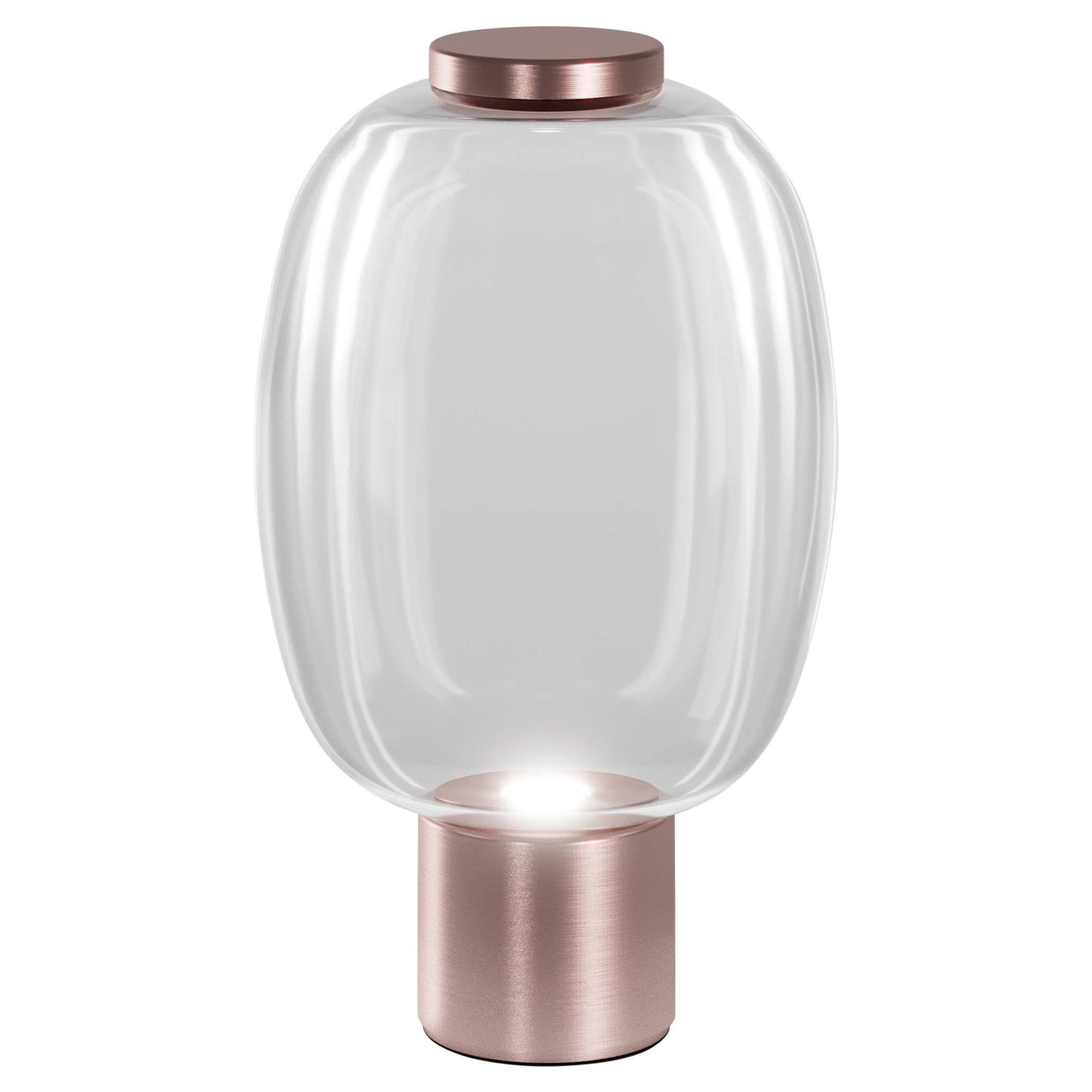 Vistosi Riflesso Table Lamp in Crystal Transaprent Glass And Matt Copper Frame For Sale