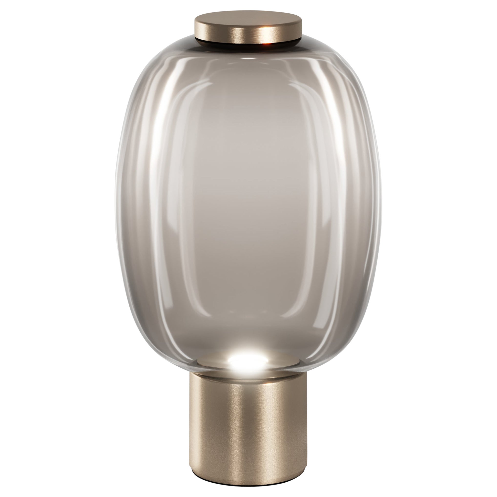 Vistosi Riflesso Table Lamp in Smoky Transaprent Glass And Matt Gold Frame For Sale