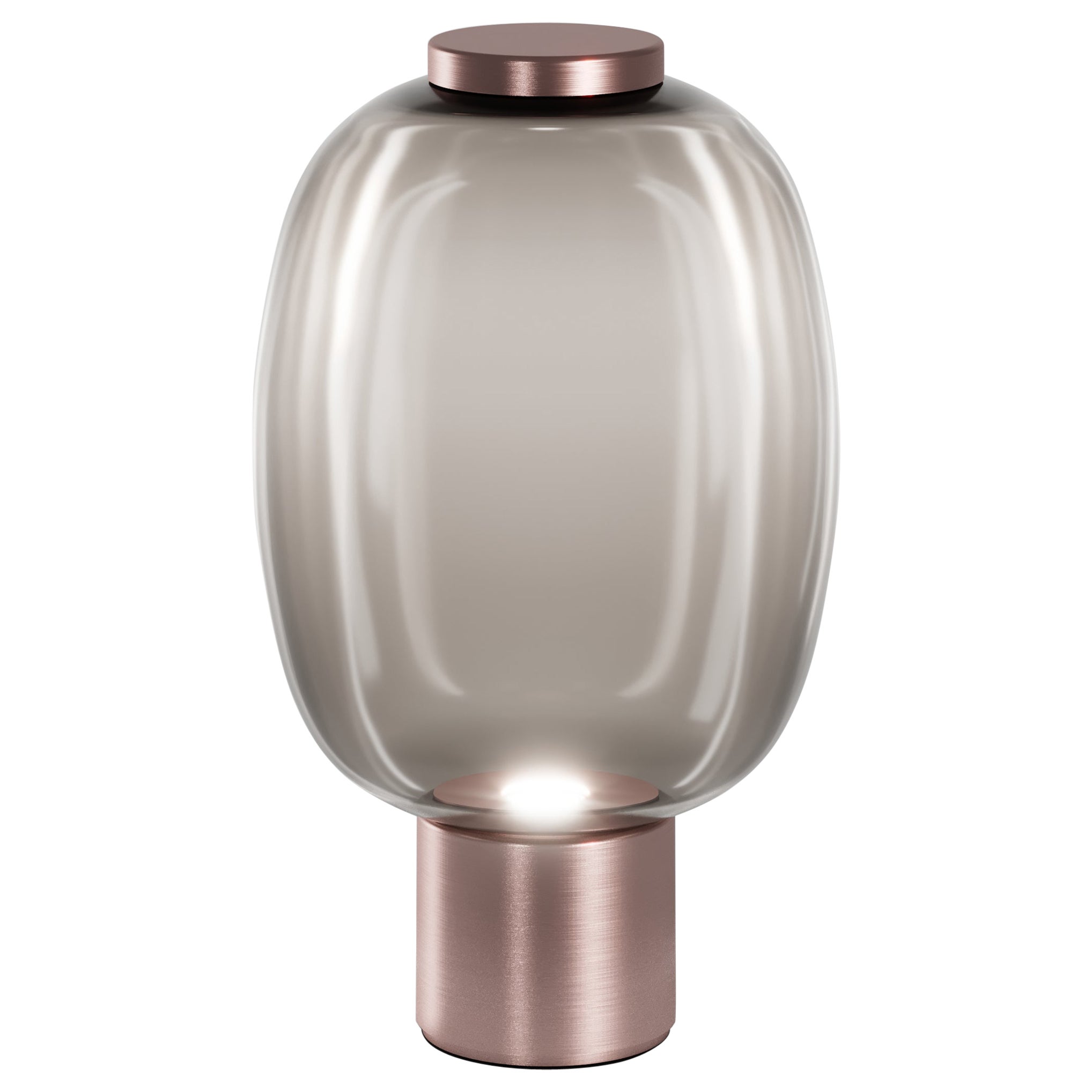 Vistosi Riflesso Table Lamp in Smoky Transaprent Glass And Matt Copper Frame