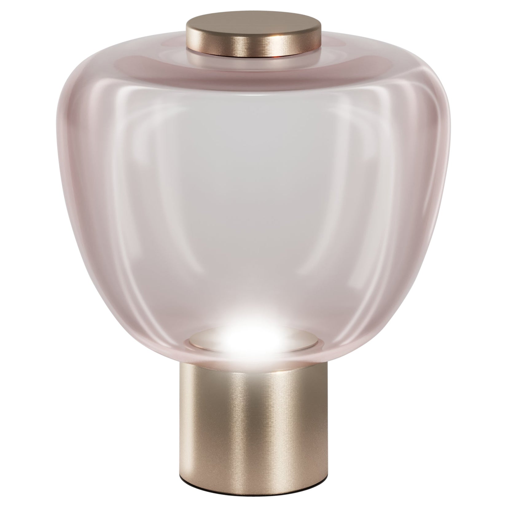 Vistosi Riflesso Table Lamp in Light Amethyst Transaprent Glass Matt Gold Frame For Sale