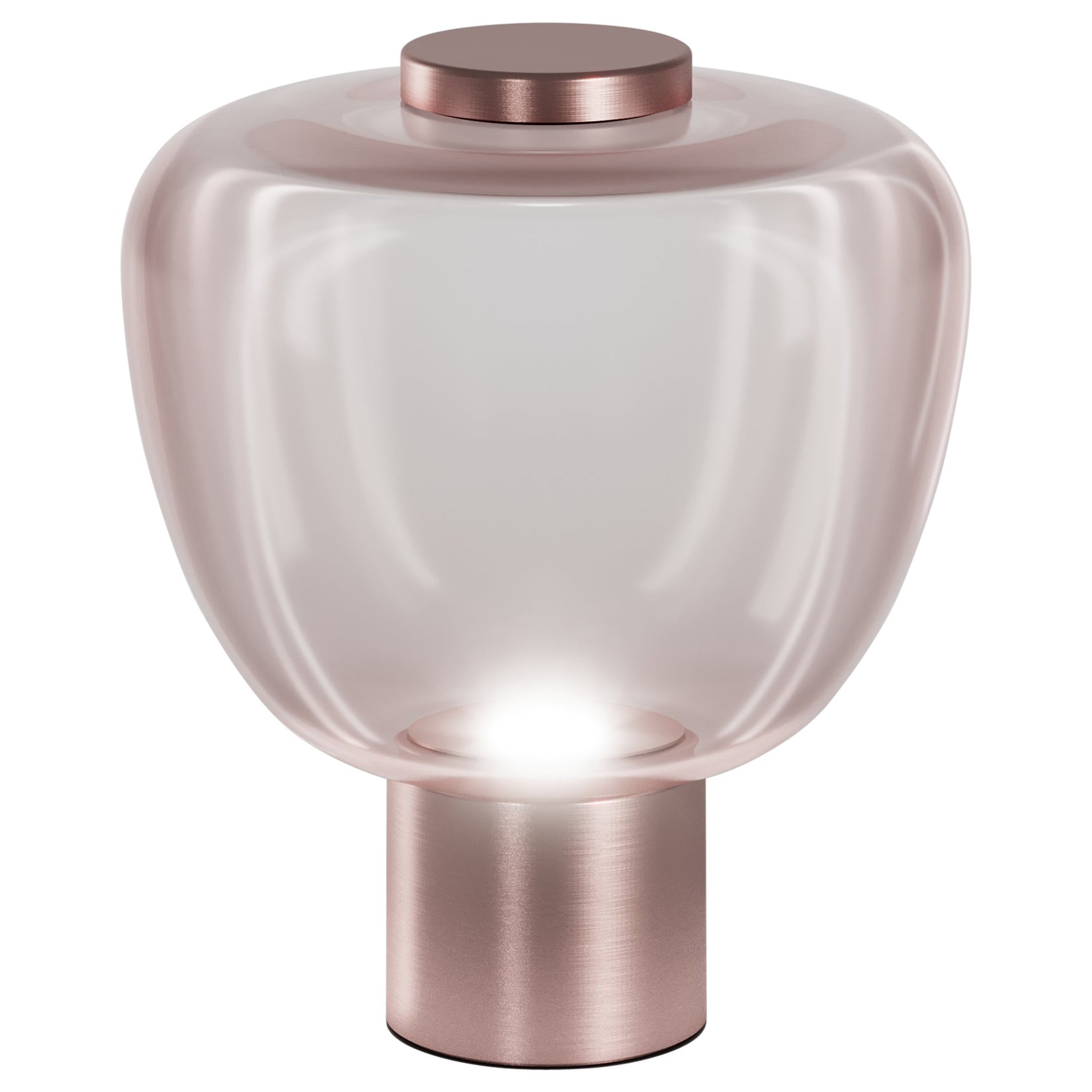Vistosi Riflesso Table Lamp in Light Amethyst Transaprent Glass And Copper Frame For Sale