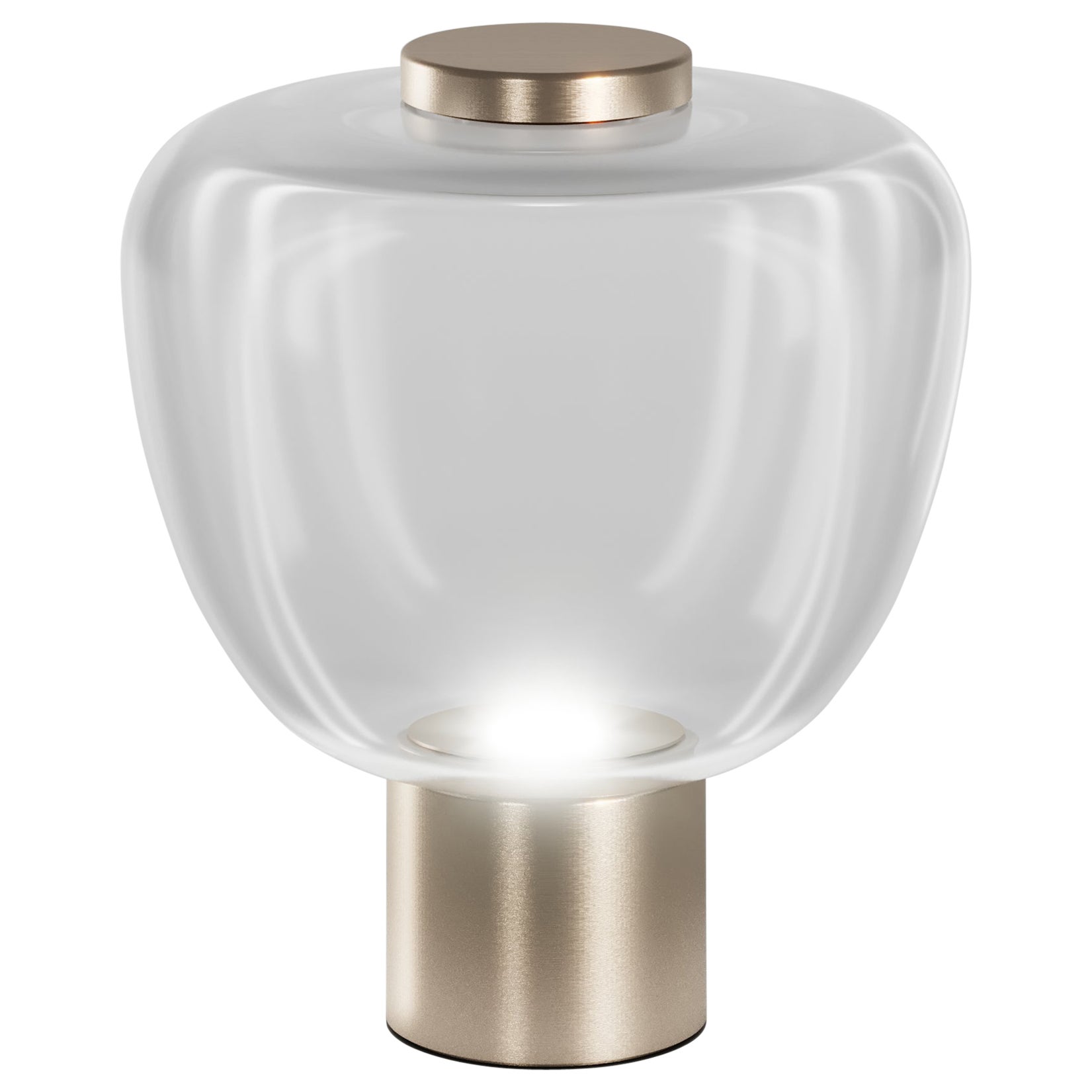 Vistosi Riflesso Tischlampe aus Kristall-Transaprent-Glas und mattem Goldrahmen