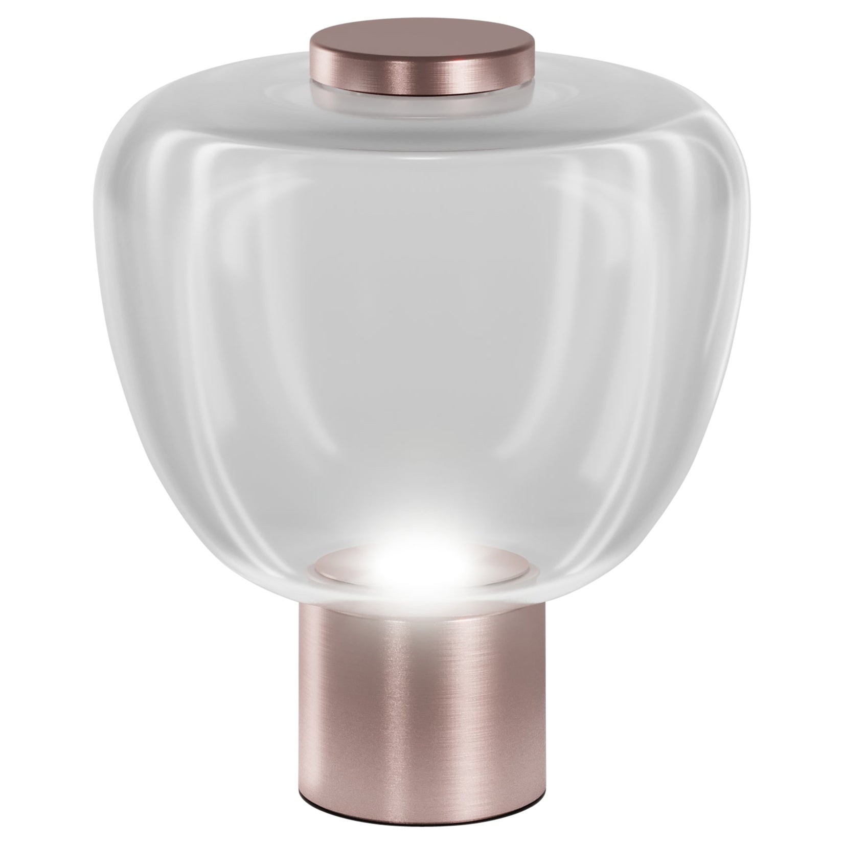 Vistosi Riflesso Table Lamp in Crystal Transaprent Glass And Matt Copper Frame For Sale
