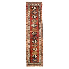 Chemin de table antique à motifs géométriques kurde-kazak, vers 1920