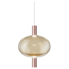 Vistosi Riflesso Pendant Light in Amber Transaprent Glass And Matt Copper Frame