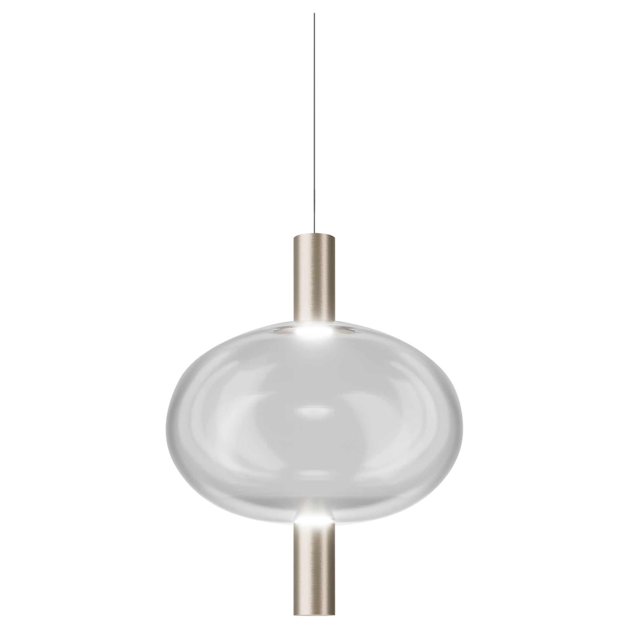 Lampe à suspension Riflesso de Vistosi en verre translucide et cadre en or mat