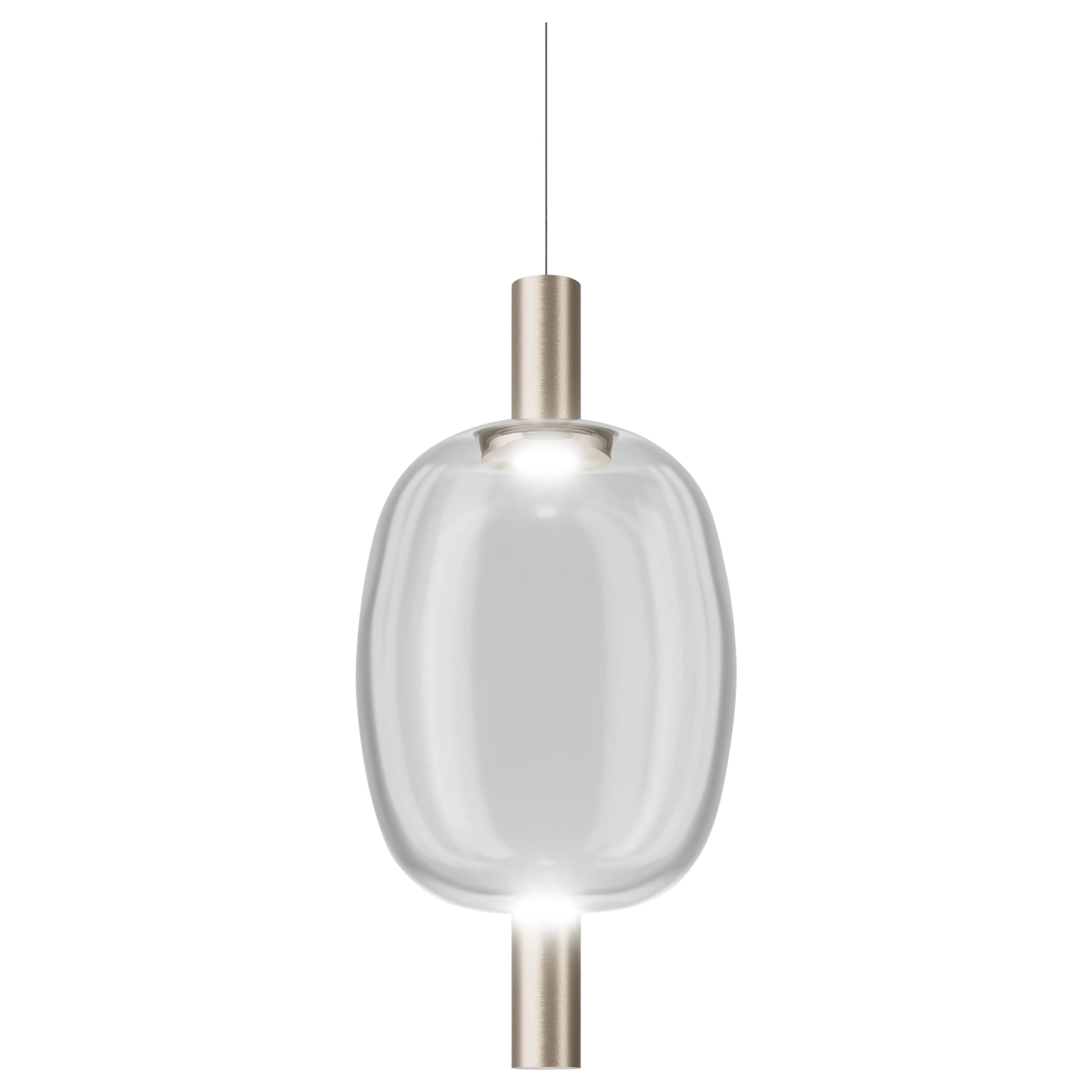 Lampe à suspension Riflesso de Vistosi en verre translucide et cadre en or mat en vente