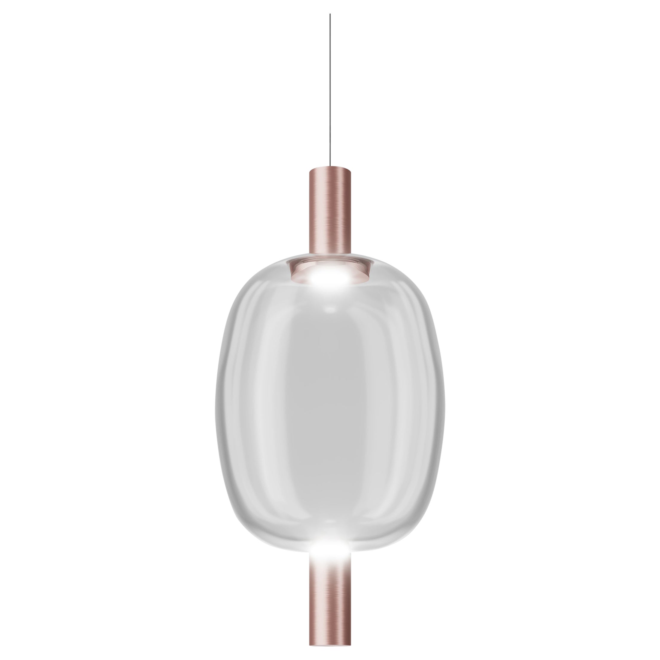 Vistosi Riflesso Pendant Light in Crystal Transaprent Glass & Matt Copper Frame For Sale
