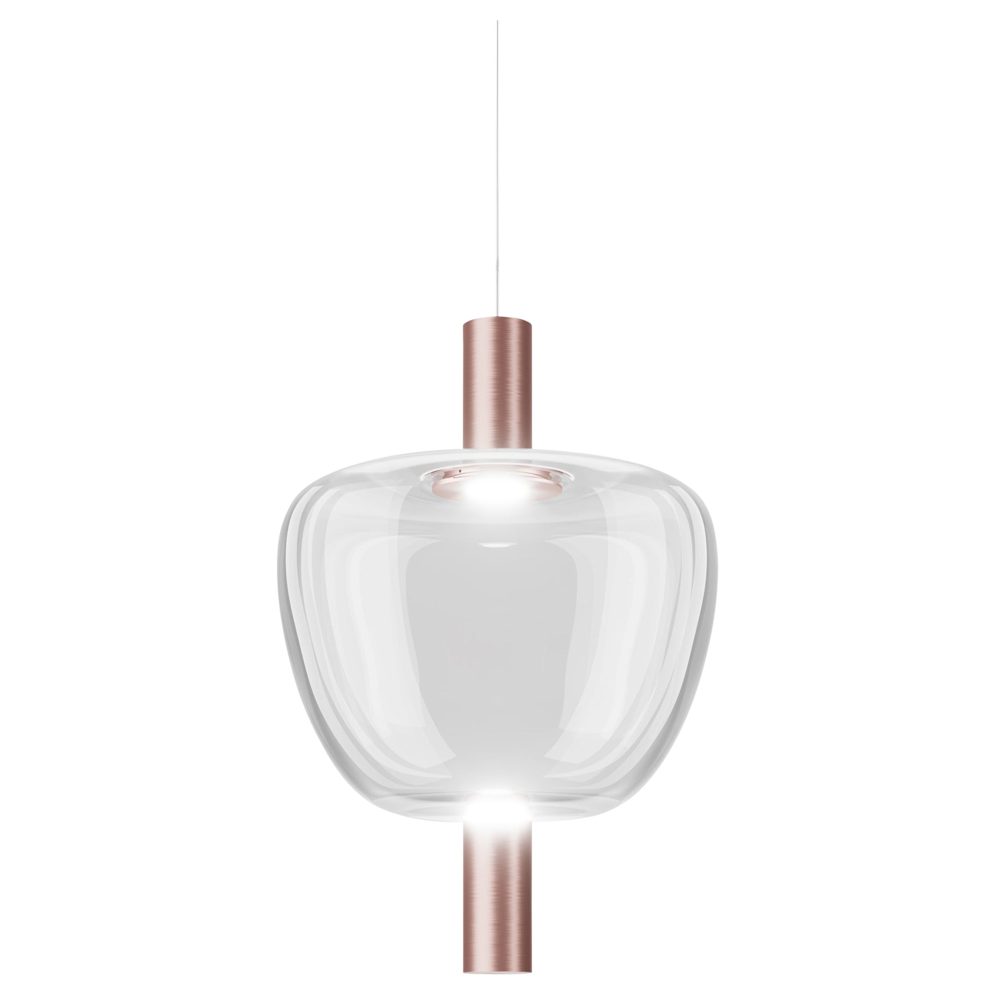 Vistosi Riflesso Pendant Light in Crystal Transaprent Glass & Matt Copper Frame