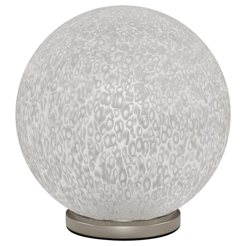 Vistosi Rina Table Lamp in White Murrina Glass And Satin Nickel Frame For Sale