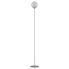 Vistosi Rina Floor Lamp in White Murrina Glass And Satin Nickel Frame