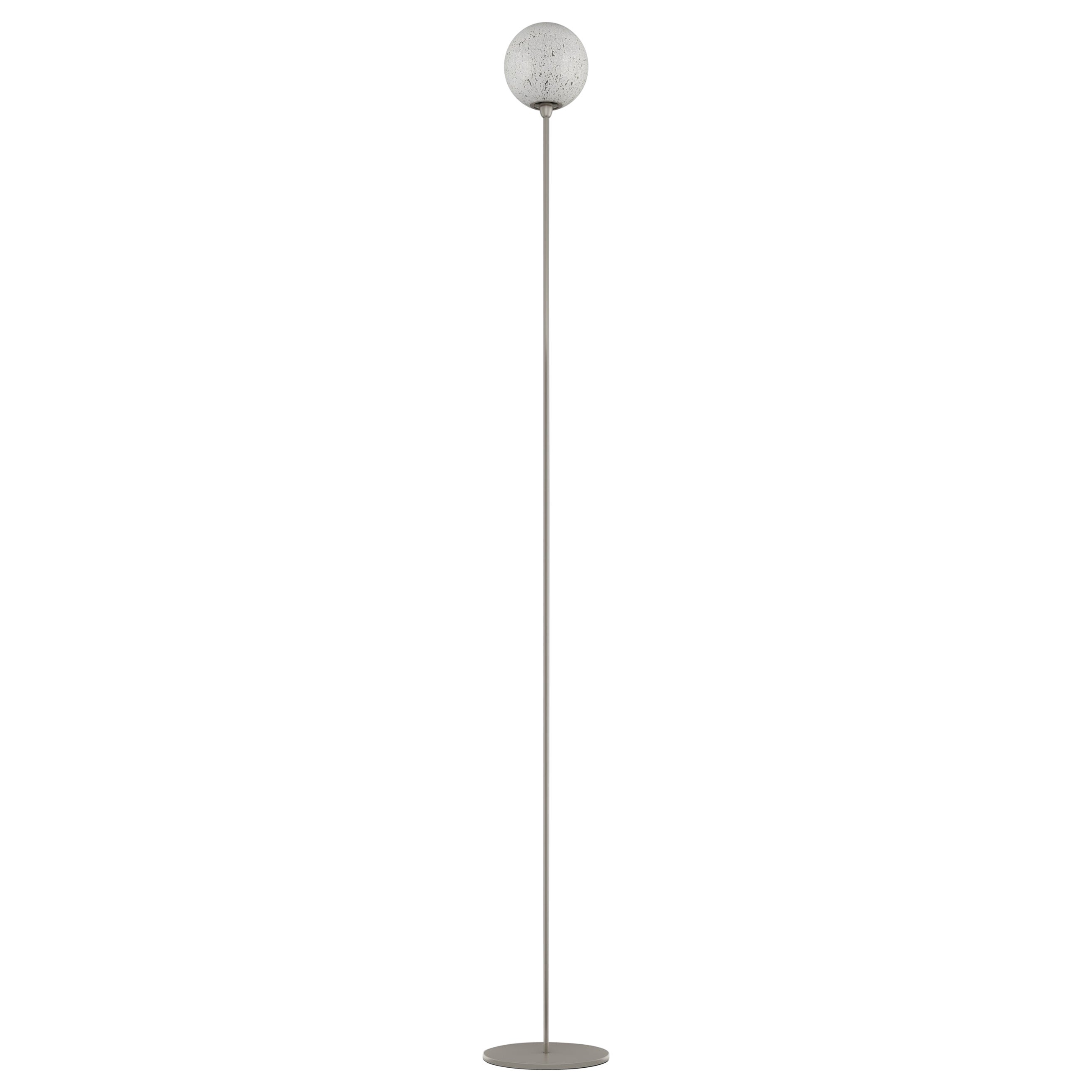 Vistosi Rina Floor Lamp in White Murrina Glass And Satin Nickel Frame