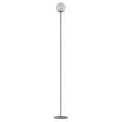 Vistosi Rina Floor Lamp in White Murrina Glass And Satin Nickel Frame