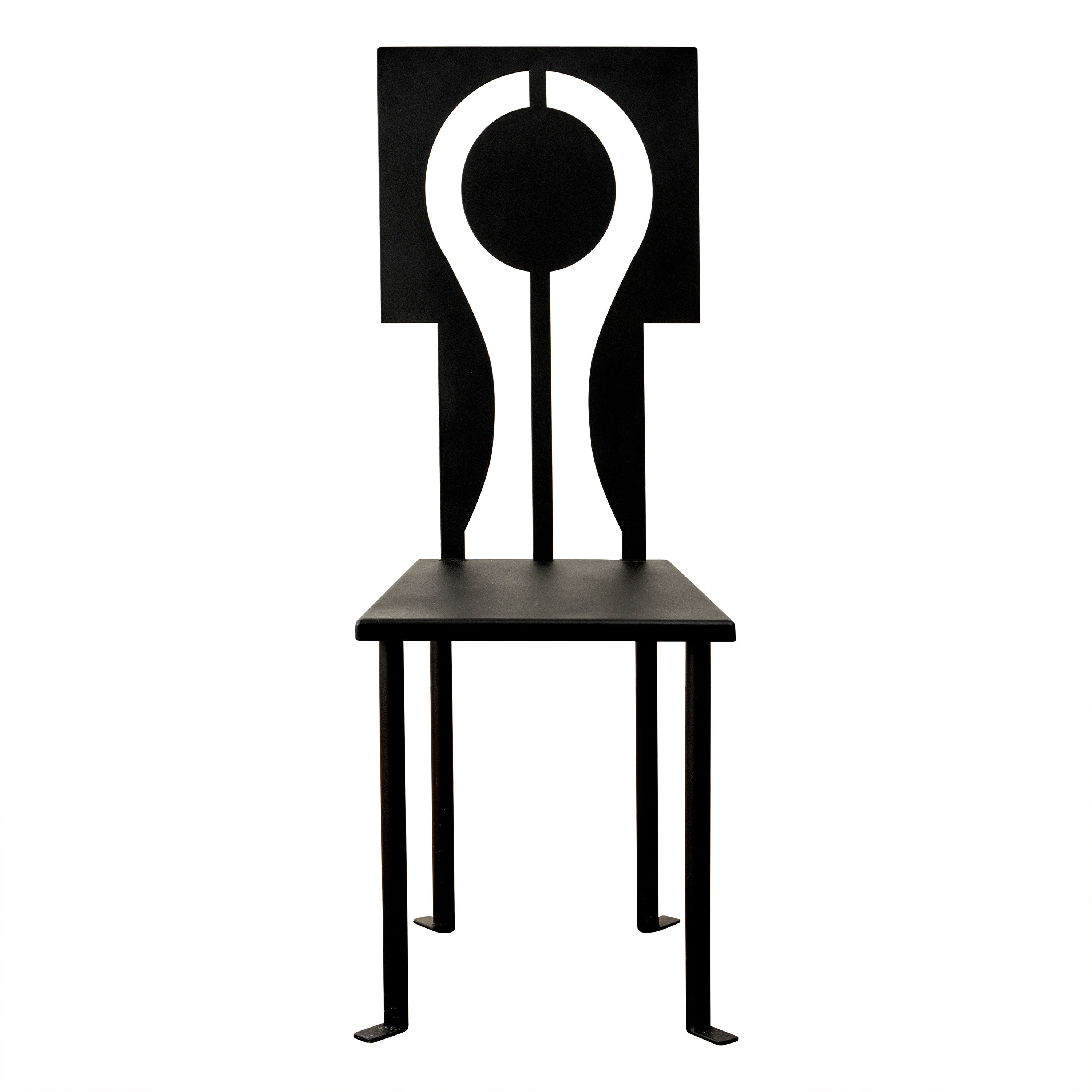 Animate Objects Luna Iron Beistellstuhl aus Eisen mit schwarzem Pulvermantel im Angebot