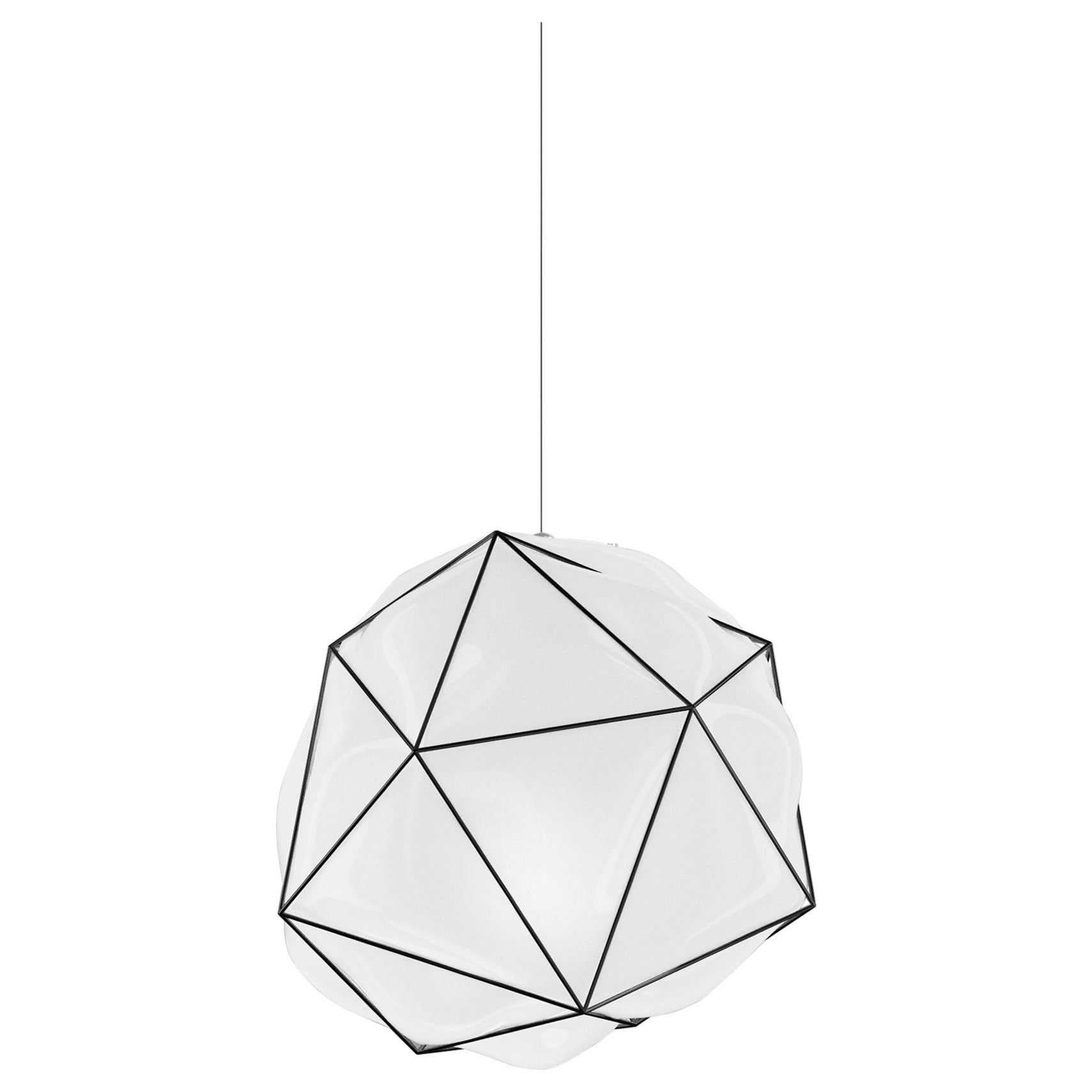 Vistosi Semai Pendant Light in White Glossy Glass And Glossy White Frame For Sale