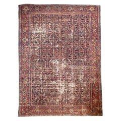 Vintage Persian Carpet Rug in Deep Old-World Indigo, circa 1900-1915's