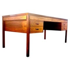 Søren Willadsen Rosewood Desk with Leather Insert and Drawers, 1960s