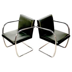 Pair of Mies Van Der Rohe for Knoll International Brno Chairs, Tubular Steel