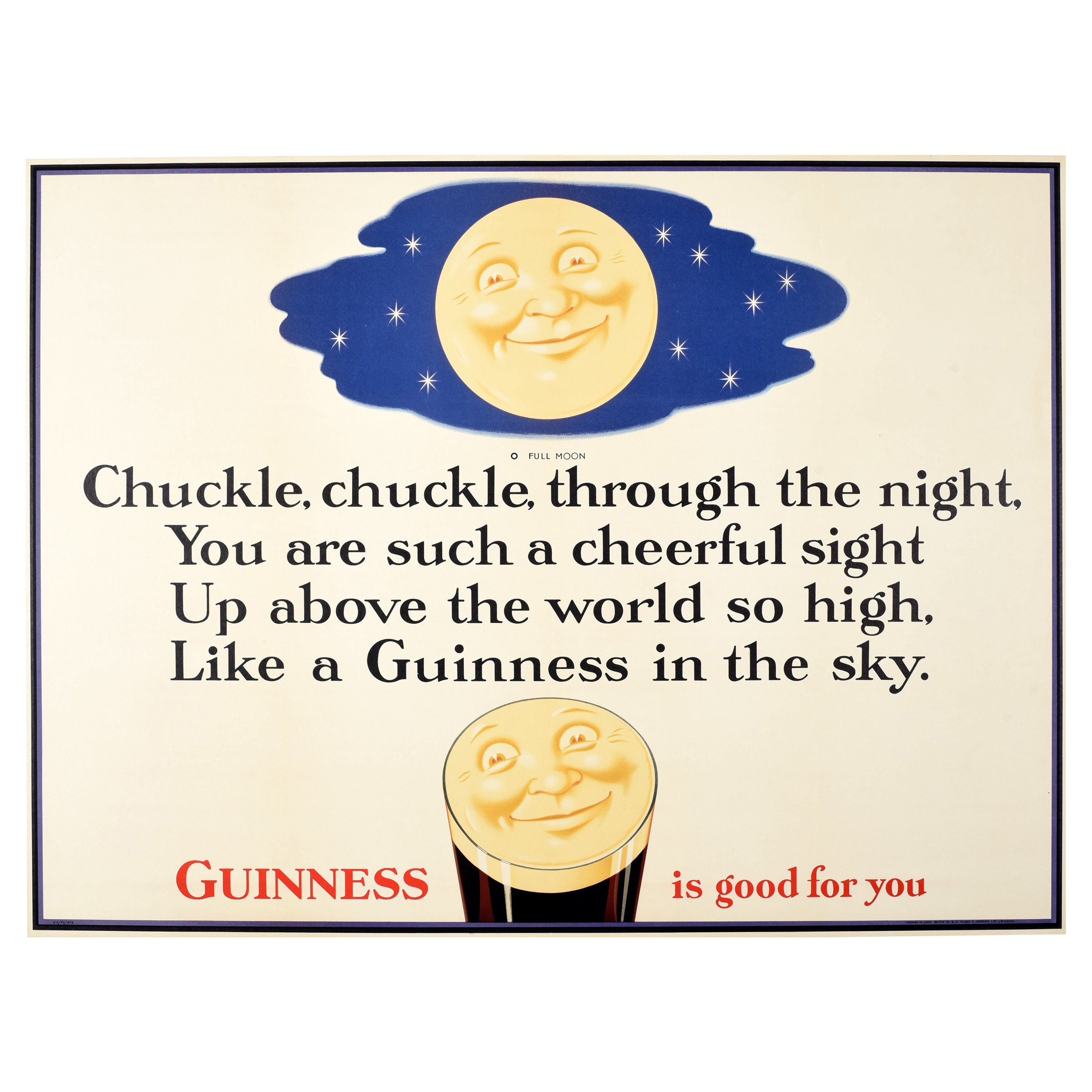 Affiche publicitaire originale vintage Guinness Is Good For You, Art Lullaby en vente