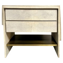 R&Y Augousti Cream Shagreen and Bronce Bedside Table