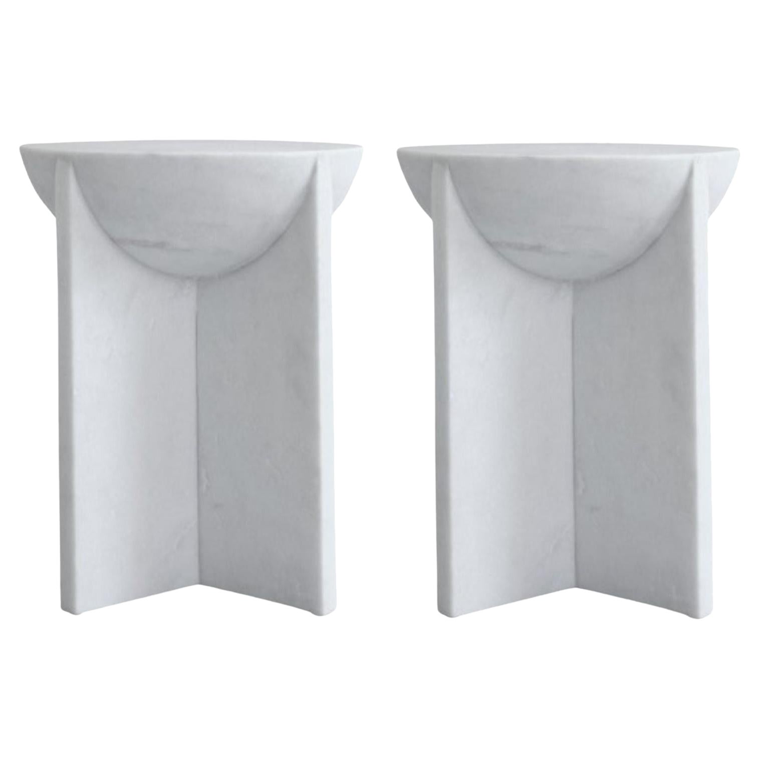 Set of 2 Marble Cross Side Table / Stool by 101 Copenhagen For Sale