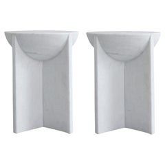 Set of 2 Marble Cross Side Table / Stool by 101 Copenhagen