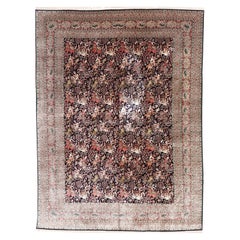 Pure Kashmir Silk Vintage Rug, circa 1950