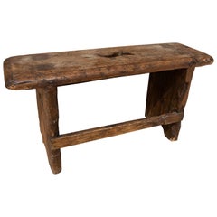 18th Century Wooden Bench with Seat Decorated