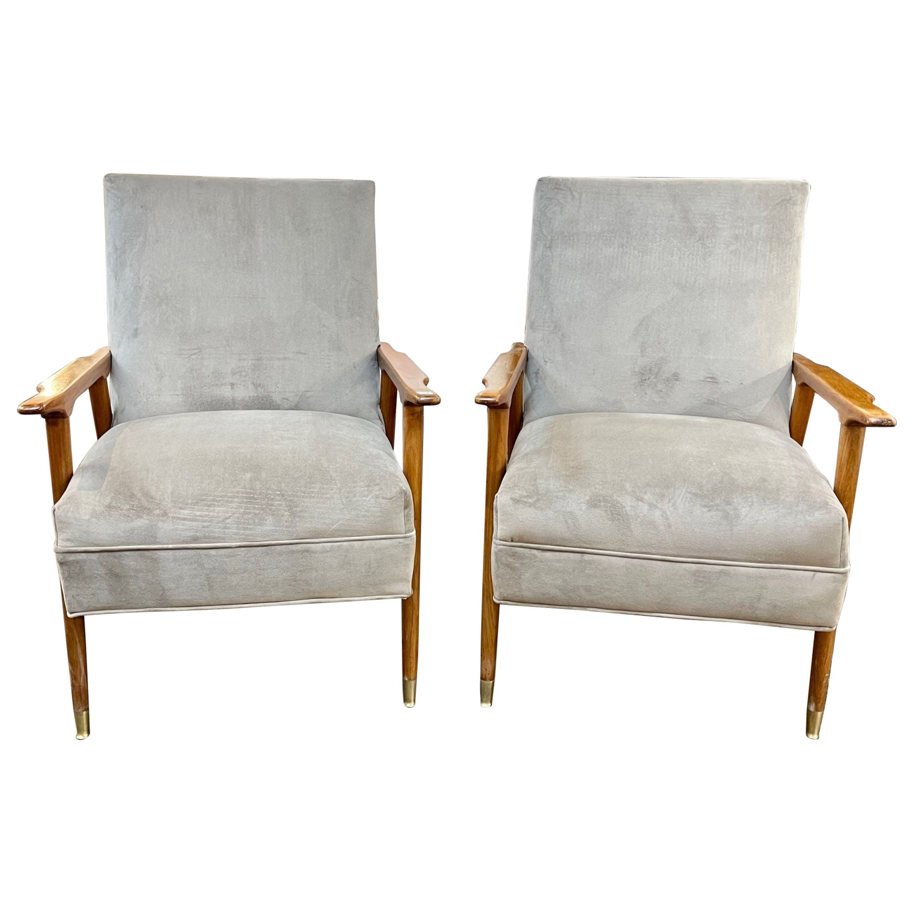 Pair of Mid-Century Italian Gio Ponti Style Armchairs