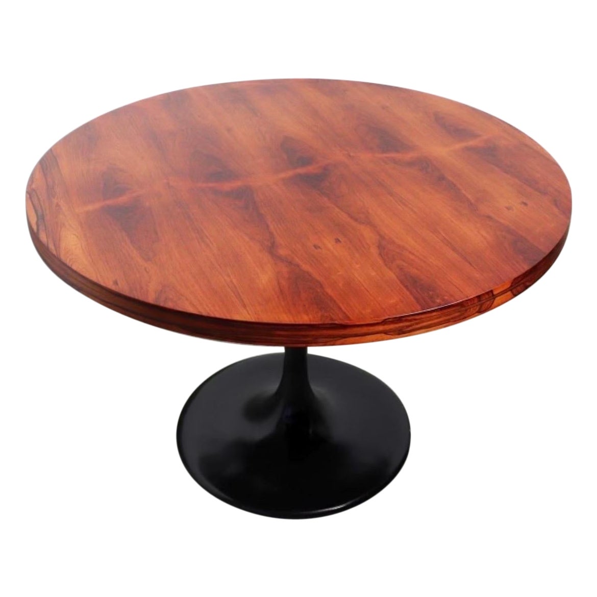 Rosewood Circular Dining or Foyer Table by Milo Baughman with Black Tulip Base