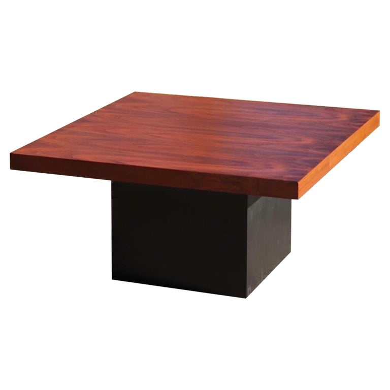 Mid Century Milo Baughman Thayer Coggin Walnut Top Square Cocktail