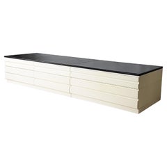 Cómoda Samarcanda de Madera Blanca y Skai Negro de Magistretti para Poggi