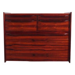 Retro Scandiline California Rare Rosewood Floating Hanging Wall Unit Cabinet W/Drawers