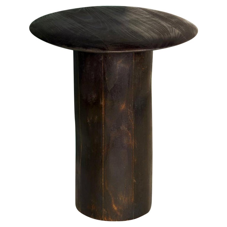 Dark Sculptural Side Table Pedestal, Albane Salmon For Sale