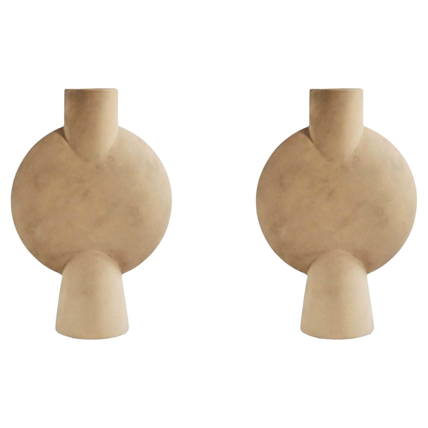 Set of 2 Sand Sphere Vases Bubl Hexa by 101 Copenhagen For Sale