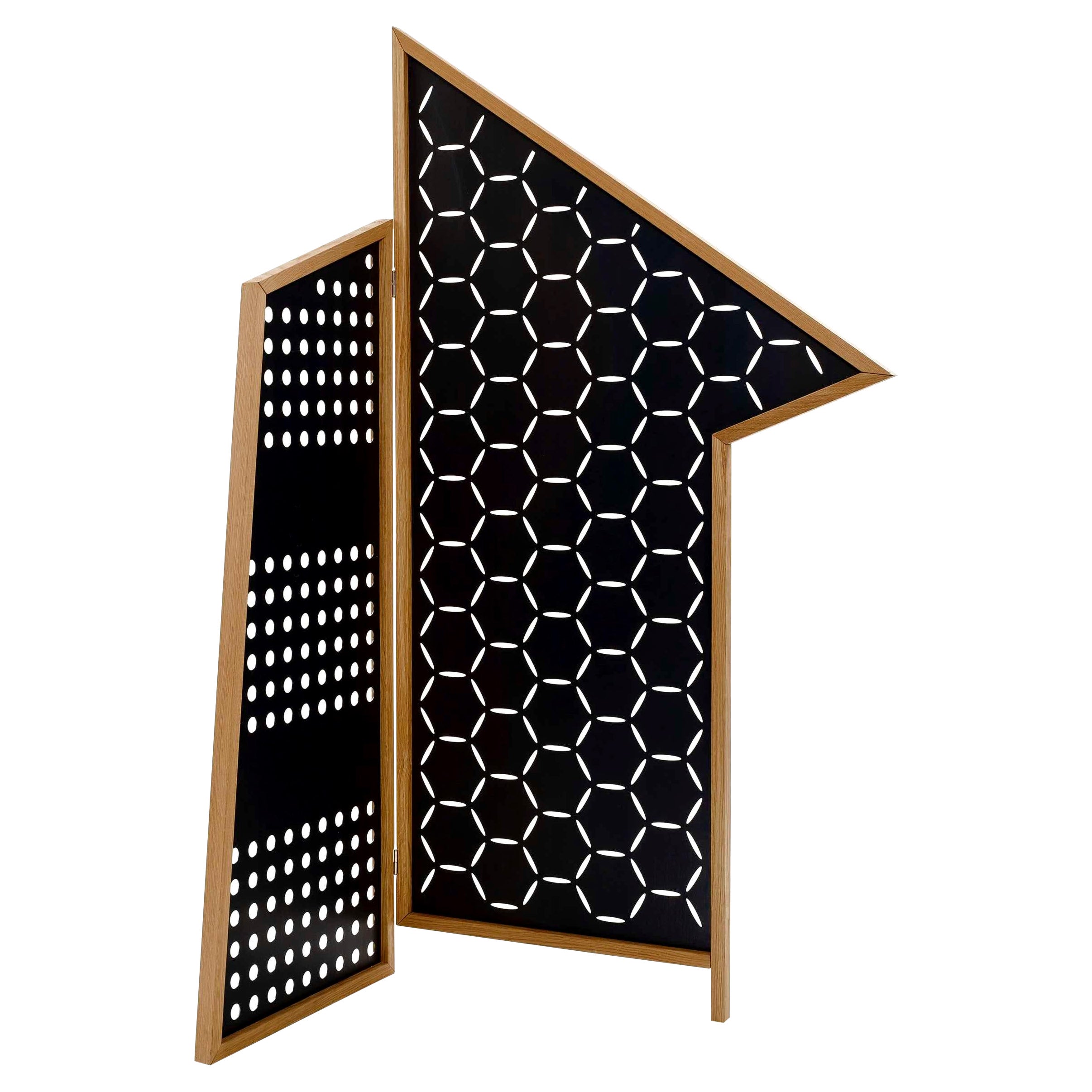 Opto 1/2 Folding Screen Black Lacquered by Colé Italia For Sale
