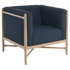 Loka Lounge Armchair Angel Blue Natural Beech Wood by Colé Italia