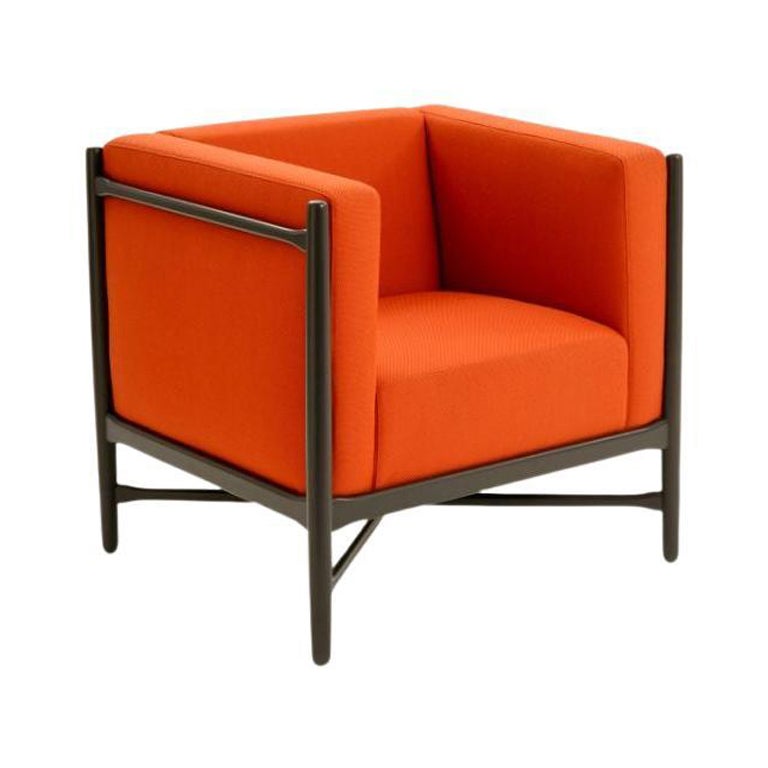 Loka Lounge Armchair Novum Sunset Orange Black Lacquered by Colé Italia For Sale