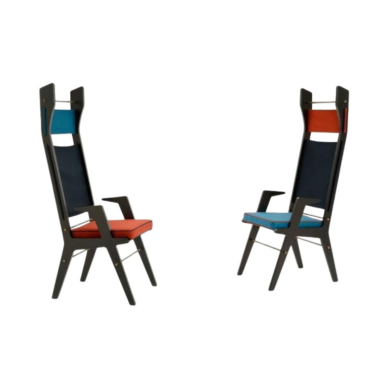 Set of 2, Colette Armchairs, Mixed 'R-B-T / T-R-b' by Colé Italia For Sale