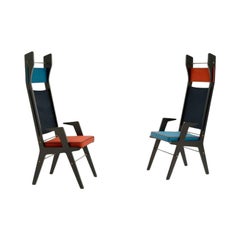 Set of 2, Colette Armchairs, Mixed 'R-B-T / T-R-b' by Colé Italia
